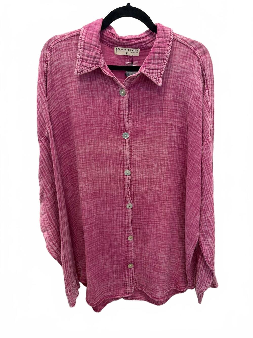 NEW ELECTRIC & ROSE women's gauze long sleeve shirt in washed pink